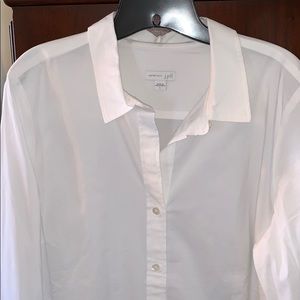 NWOT J Jill White Button Down Blouse Size Large